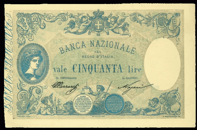 Biglietto da 50 lire 1873-1893